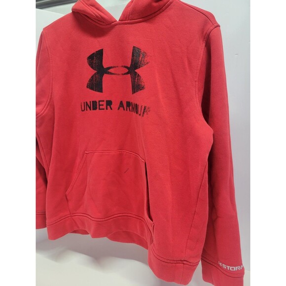Under Armour Hoodie Sweater Youth Boys Large Red Loose Fit Flaws‎ - Picture 3 of 10